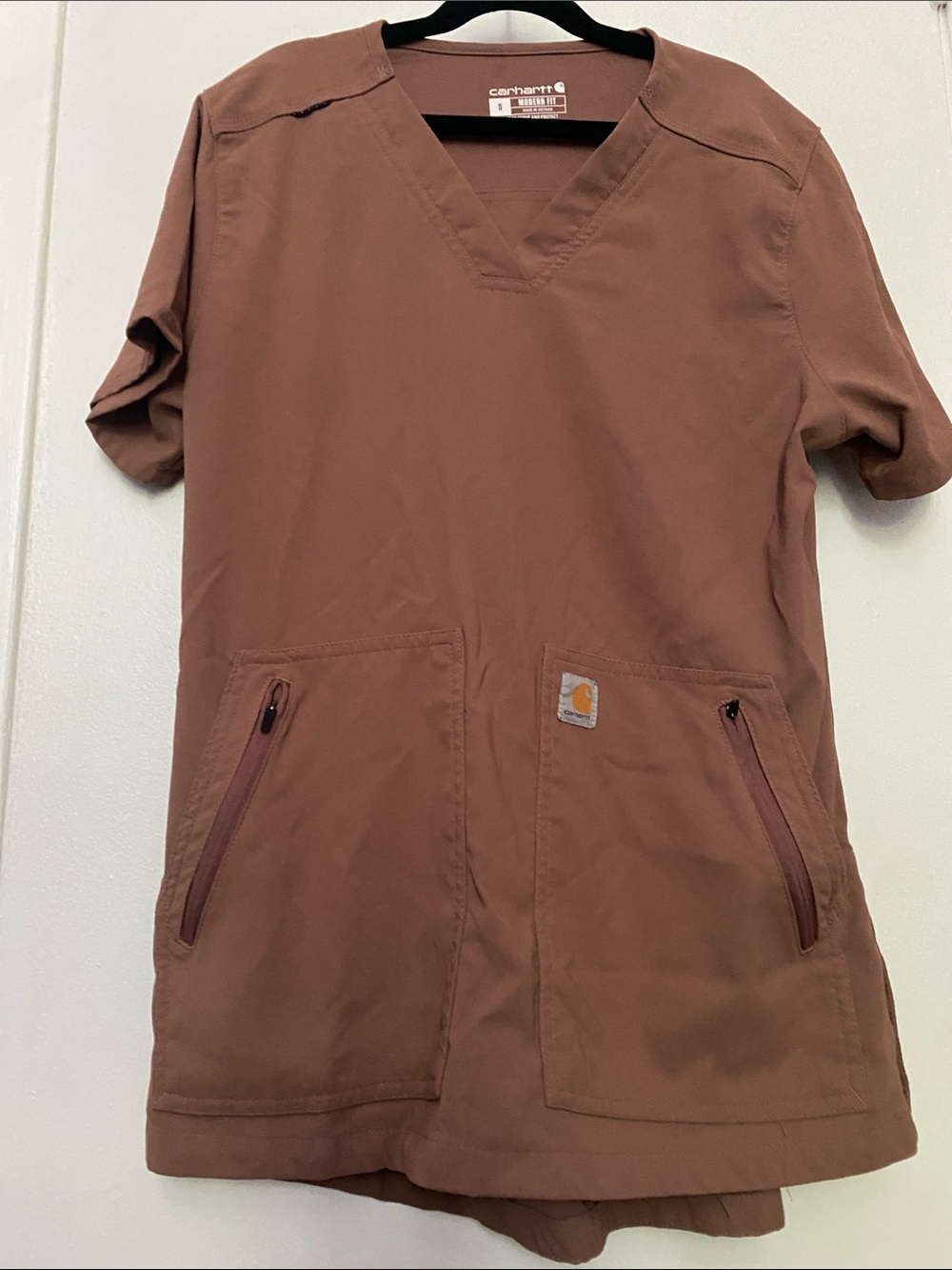 Carhartt Brown V-Neck Utility Scrub Top